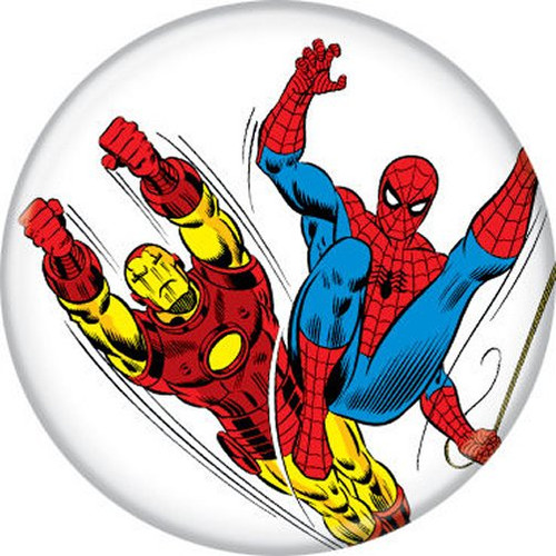 Marvel Comics Iron Man & Spider-Man White Licensed 1.25 Inch Button 87415