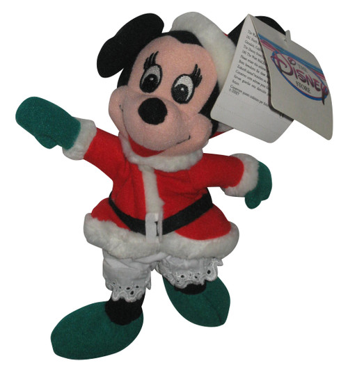 Disney Store Minnie Mouse Christmas Santa Outfit 9" Bean Bag Plush Toy