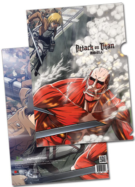 Attack On Titan Eren Mikasa & Armin Vs Colossal Titan Anime File Folder GE-26211