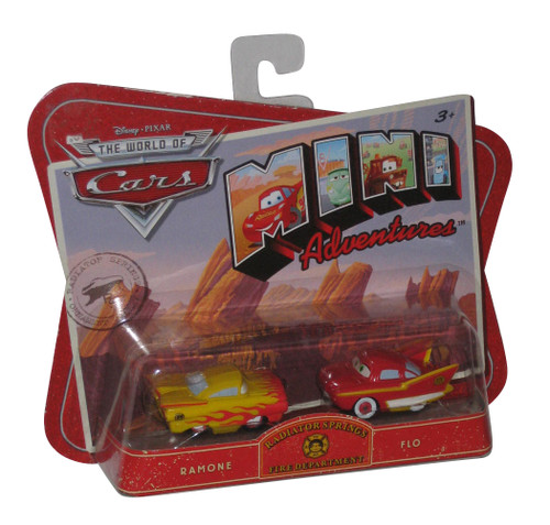 Disney Cars Mini Adventures Red Ramone & Flo Fire Department Toy Car Set