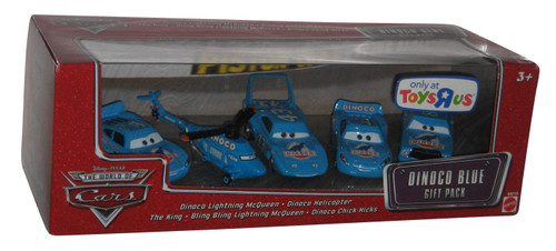 Disney Cars Movie Dinoco Blue Toy 5-Car Toys R Us Exclusive Gift Pack Set - (McQueen, Helicopter, King, Bling & Chick Hicks)