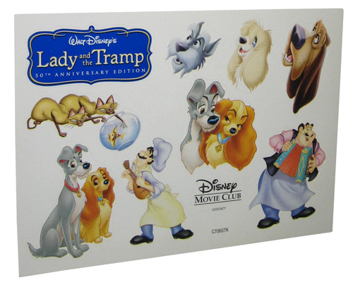 Disney Lady and The Tramp 50th Anniversary Movie Club Sticker Sheet - (10 Stickers)