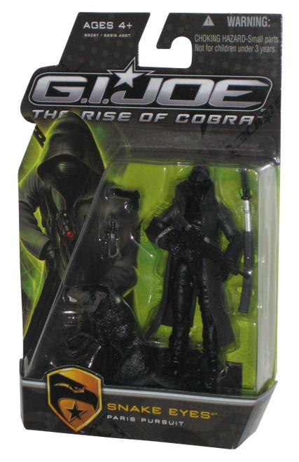 GI Joe Rise of Cobra Snake Eyes Paris Pursuit (2008) Hasbro 3.75 Inch Figure w/ Black Dog