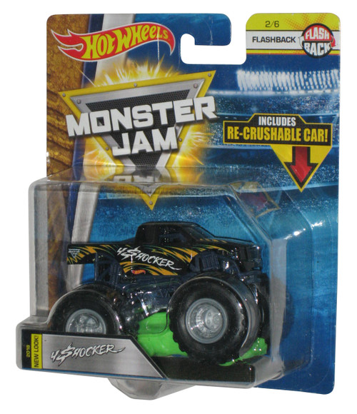 Hot Wheels Monster Jam (2017) 4 Shocker Flashback Toy Truck w/ Re-Crushable Car #2/6