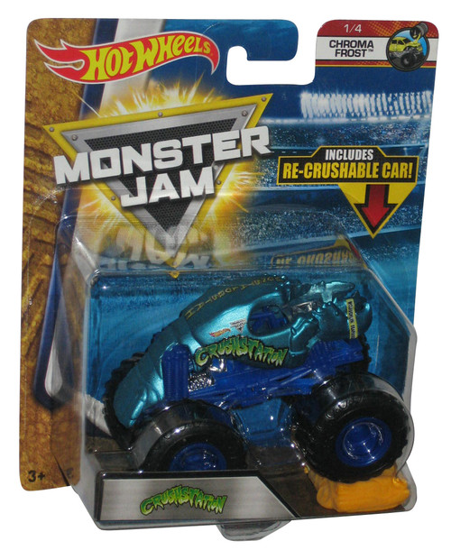 Hot Wheels Monster Jam (2017) Crushstation Chroma Frost Toy Truck w/ Re-Crushable Car #1/4