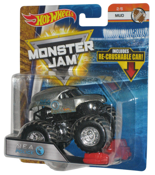 Hot Wheels Monster Jam (2017) NEA Police Mud Toy Truck 2/6 with Re-Crushable Car