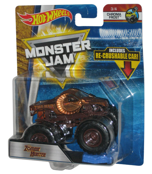 Hot Wheels Monster Jam (2017) Zombie Hunter Chroma Frost Toy Truck 3/4 with Re-Crushable Car