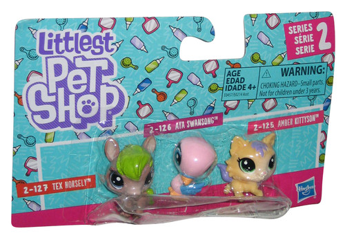 Littlest Pet Shop Series 2 Figure Set 3-Pack - (Tex Horsely / Aya Swansong / Amber Kittyson) - (Dented Packaging)