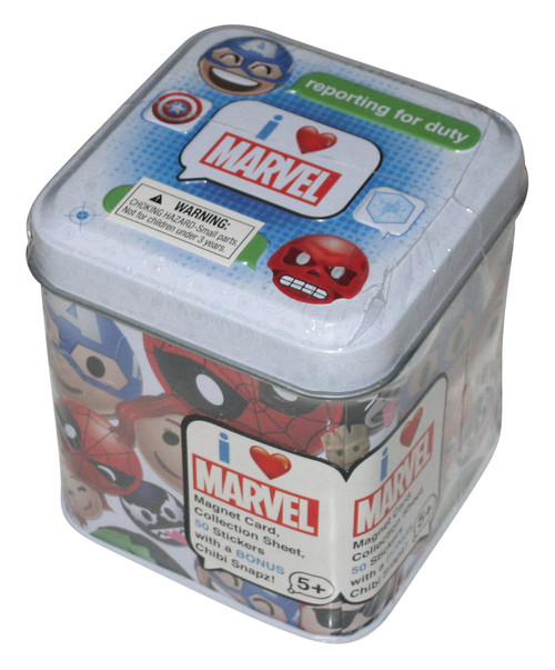 Marvel I Love Captain America & Red Skull Magnet Card, 50 Stickers & Chibi Snapz Tin