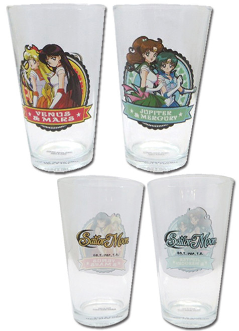 Sailor Moon Venus, Mars, Jupiter & Mercury Anime Pint Glasses 2-Pack GE-75630