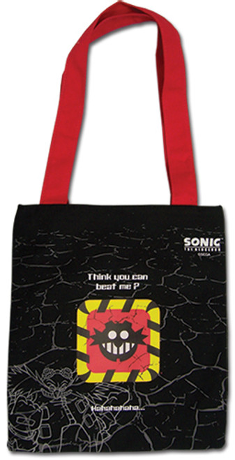 Sonic The Hedgehog Mr. Eggman Think You Can Beat Me Black Tote Bag GE-11795