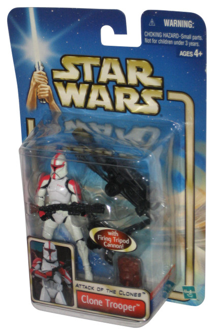 Star Wars Attack of The Clones Clone Trooper (2002) Hasbro Figure w/ Firing Tripod Cannon