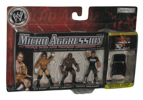 WWE Micro Aggression (2007) Figure Set 3-Pack - (CM Punk / Bobby Lashley / Tommy Dreamer) w/ Folding Chair