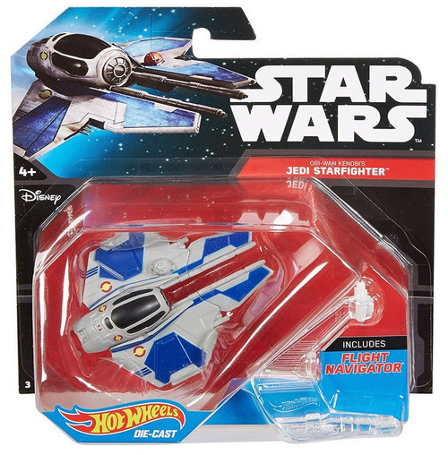 Star Wars Hot Wheels Obi-Wan Kenobi's Jedi Starfighter Starship Vehicle Die Cast Toy
