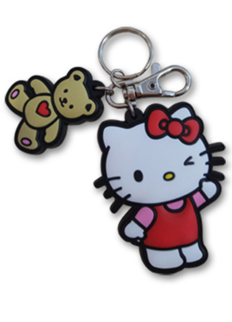 Hello Kitty w/ Bear Anime PVC Keychain GE-48215