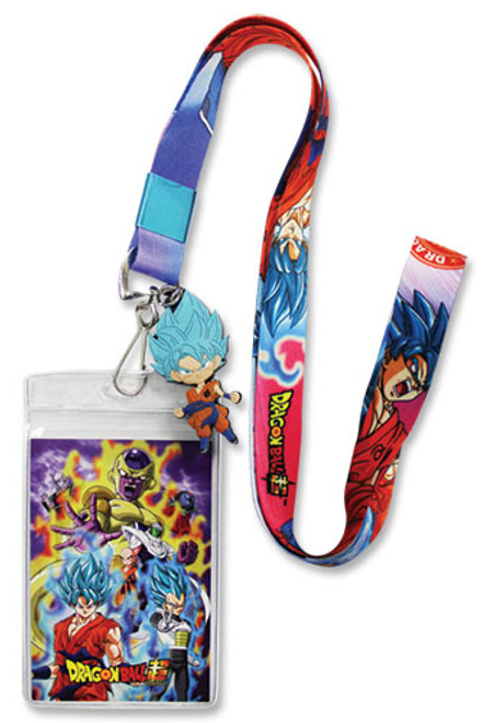 Dragon Ball Super SSGSS Blue Goku Anime Lanyard Neck Strap w/ Charm GE-37931