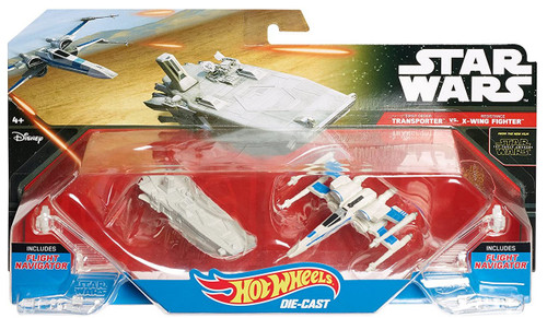 Star Wars Force Awakens Hot Wheels Starship (2015) First Order Transporter vs. X-Wing Fighter Vehicle Die Cast Toy Set 2-Pack