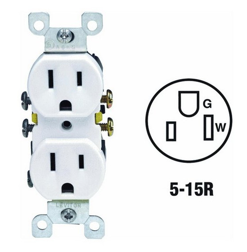 Leviton 5320-WCP Grounded Duplex Outlet
