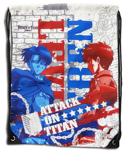 Attack On Titan Levi & Eren White Anime Drawstring Bag GE-82286