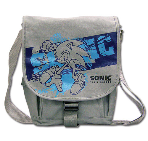 Sonic The Hedgehog Splash Video Game Grey Messenger Bag GE-5448