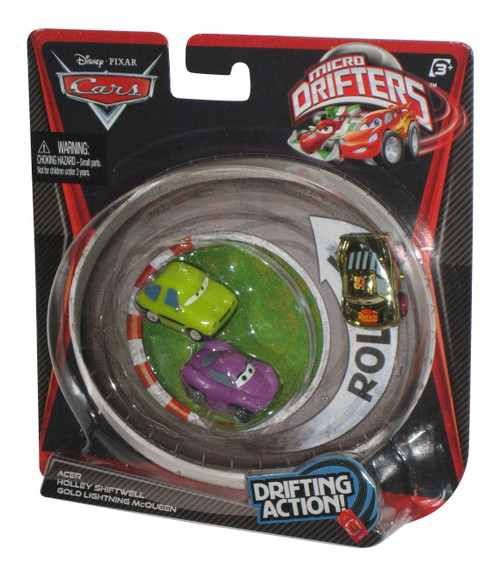 Disney Pixar Cars Movie Micro Drifters Toy Car Set - (Holley, Gold Lighting McQueen & Acer)