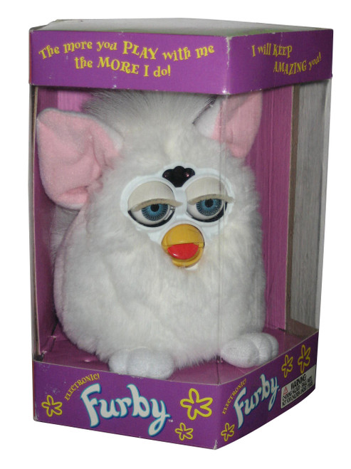 Furby Tiger Electronics (1998) Interactive Talking Toy - (Snowball White w/ Pink Ears) -