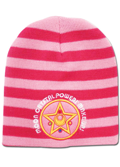 Sailor Moon Brooch Symbol Logo Striped Pink Anime Beanie Hat GE-32438