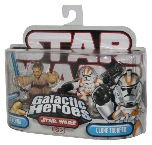 Star Wars Galactic Heroes (2005) Hasbro Obi-Wan Kenobi & Clone Trooper Figure Set