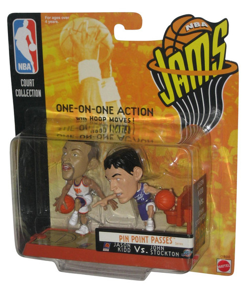 NBA Jams Basketball Jason Kidd vs John Stockton (1998) Mattel Mini Figure Set w/ Hoop & Court