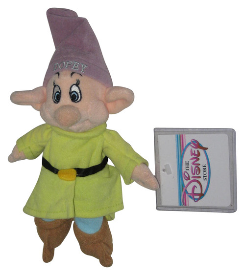 Disney Store Snow White & The Seven Dwarfs Dopey 8-Inch Bean Bag Toy Plush w/ Tag - (Theme Parks Exclusive)