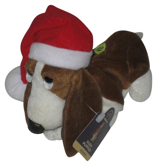 Hush Puppies Applause Wearing Christmas Holiday Santa Hat Hound Dog Bean Bag Plush