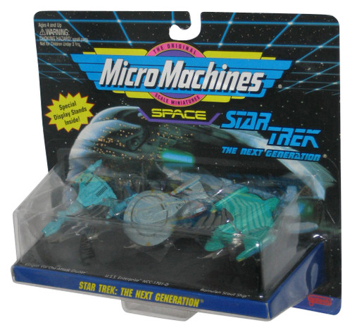 Star Trek The Next Generation Micro Machines Toy Set - (Klingon Vor'Cha Attack Cruiser / U.S.S. Enterprise NCC-1701-D / Romulan Scout Ship)