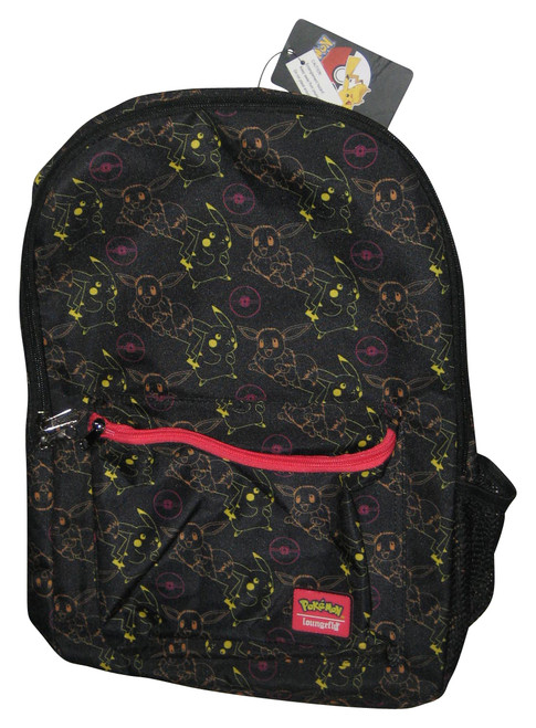 Pokemon Pikachu, Eevee & Pokemon Designs Black Loungefly Backpack Bag PMBK0126