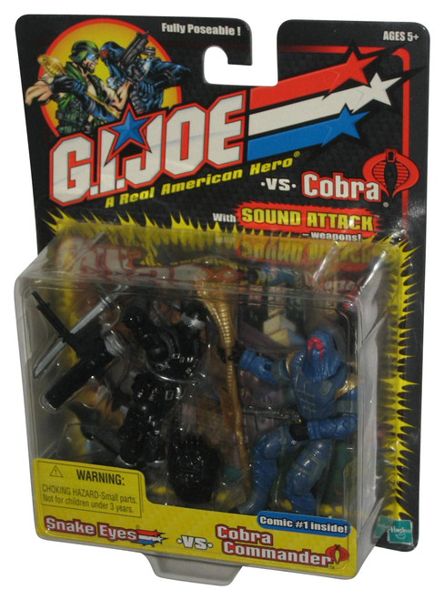 GI Joe Snake Eyes Black Outfit vs Cobra Commander Action Figure Pack Set