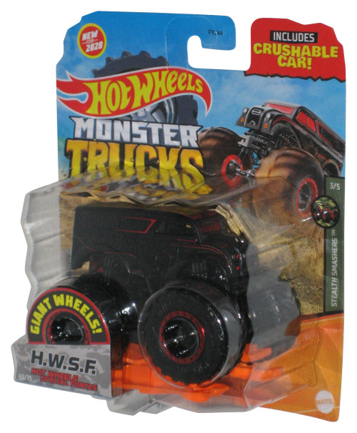 Hot Wheels Monster Trucks (2020) HWSF Special Forces Stealth Smashers 3/5 Toy Vehicle w/ Crushable Toy Car