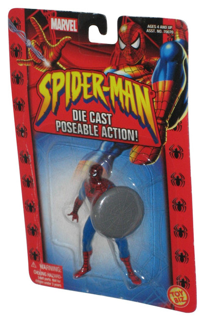 Marvel Spider-Man w/ Web Shield (2002) Die-Cast Poseable Toy Biz Mini Figure