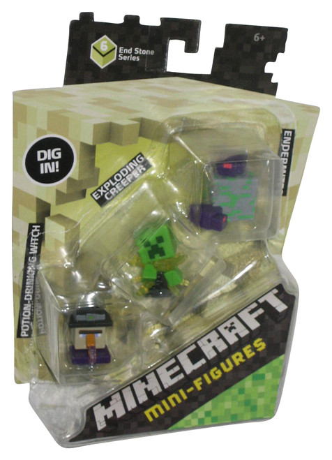 Minecraft Potion Drinking Witch, Exploding Creeper & Endermites (2015) Mattel Mini Figure Set 3-Pack