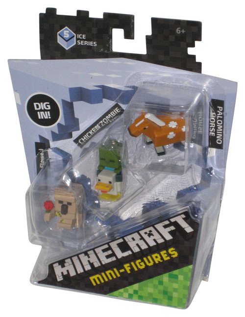 Minecraft Series 5 Ice Series (2015) Iron Golen, Chicken Zombie & Palamino Horse 3-Pack Mini Figure Set