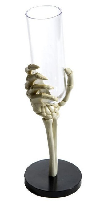 Skeleton Hand Oriental Trading Flute Glasses Halloween Party Decorations - (Box of 12)