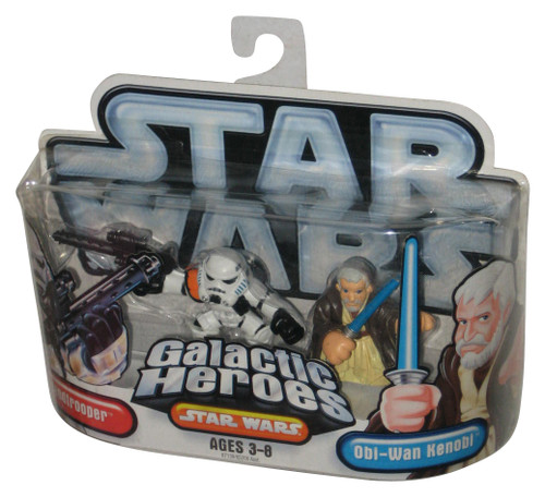 Star Wars Galactic Heroes (2006) Hasbro Sandtrooper & Ben Kenobi Figure Set - (Dented Plastic)