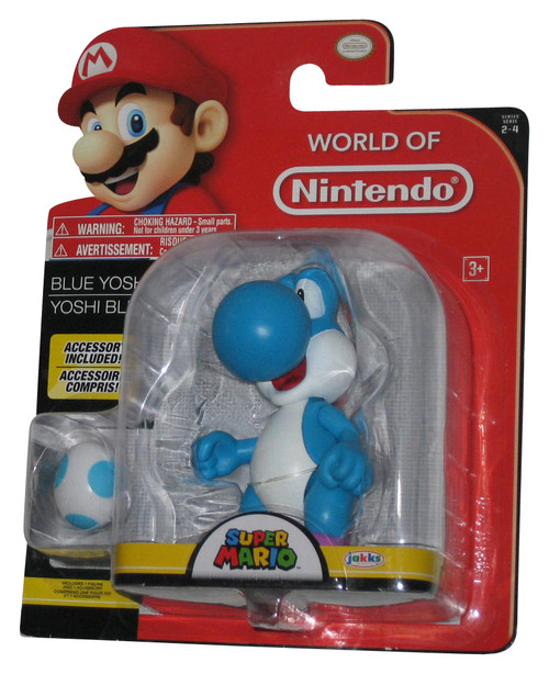 World of Nintendo Super Mario Bros. (2017) Jakks Pacific Light Blue Yoshi Figure w/ Egg