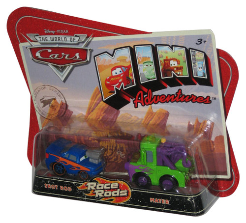 Disney Cars Mini Adventures Race Rods Blue Snot Rod & Green Mater Toy Car Set