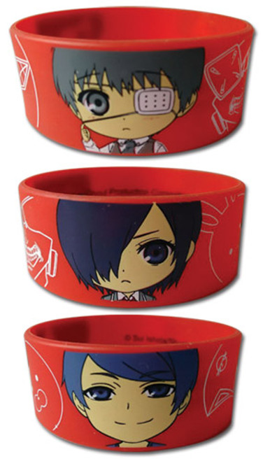 Tokyo Ghoul Kaneki Touka & Tsukiyama Red PVC Anime Wristband GE-54237