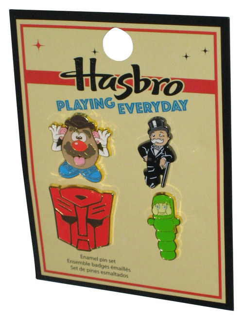 Hasbro Playing Everyday (2020) Pin Set - (Mr. Potato Head, Monopoly Guy, Transformers Emblem Logo & Glow Worm)