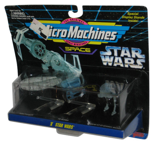 Star Wars Space V (1995) Galoob Micro Machines Toy Set - (Rebel Transport / TIE Bomber / Imperial AT-ST)