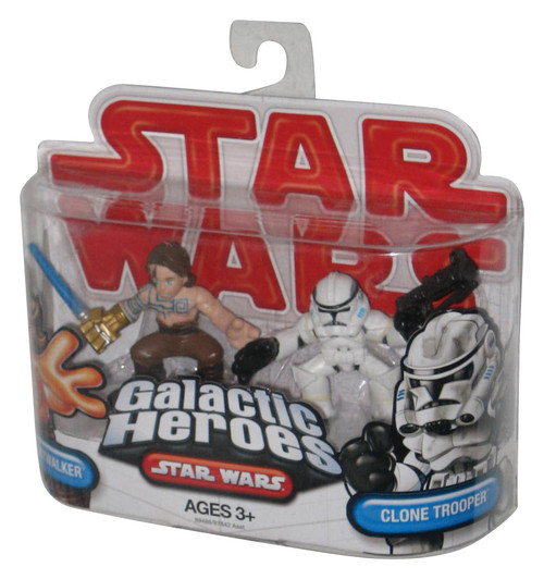 Star Wars Galactic Heroes Anakin Skywalker & Clone Trooper Hasbro Figure Set - (White & Red Blister Card)