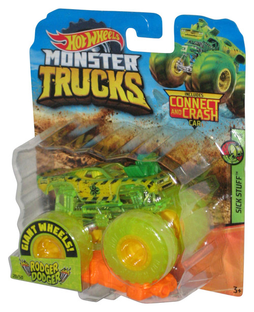 Hot Wheels Monster Trucks (2018) Rodger Dodger Sick Stuff 4/5 Toy w/ Connect Crash Car #20/50