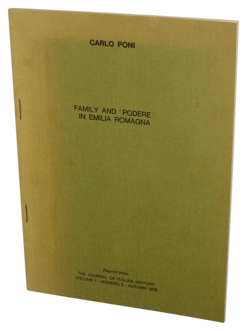 Carlo Poni Family and Podere In Emilia Romagna Italian History Journal Vol. 1 Numero 2 Autumn 1978 Paperback Book