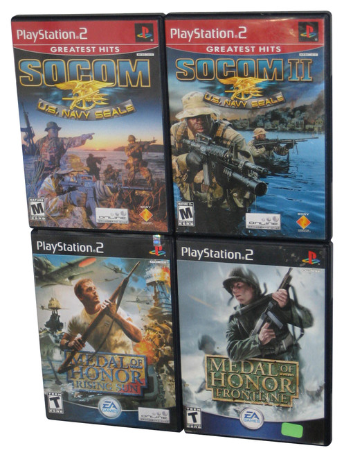 PlayStation 2 War Video Game Lot - (Medal of Honor Rising Sun / Frontline / Socom I & II) - 4 Games
