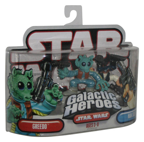 Star Wars Galactic Heroes (2007) Hasbro Greedo & Han Solo Figure Set - (Figures Loose In Plastic)